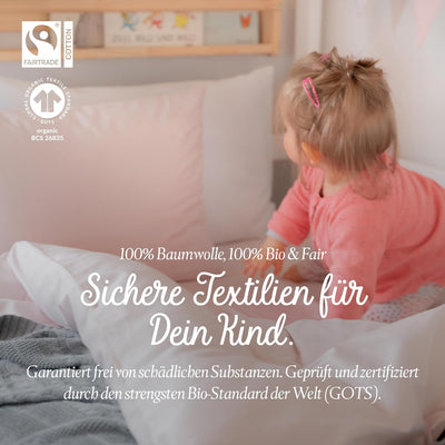 bo&button® Kinder Baby Spannbettlaken, Mako Satin, 100% GOTS Bio Baumwolle, 120 g/m2, Fairtrade, sup