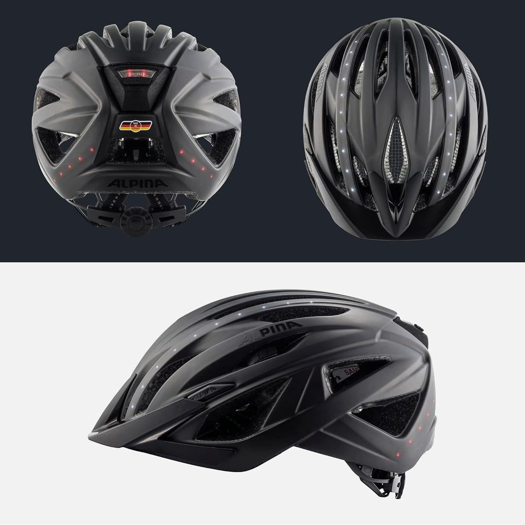 ALPINA HAGA LED - Stossabsorbierender, Beleuchteter & Optimal Anpassbarer Fahrradhelm Mit Integriert