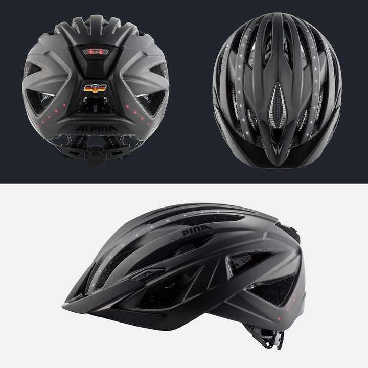 ALPINA HAGA LED - Stossabsorbierender, Beleuchteter & Optimal Anpassbarer Fahrradhelm Mit Integriert