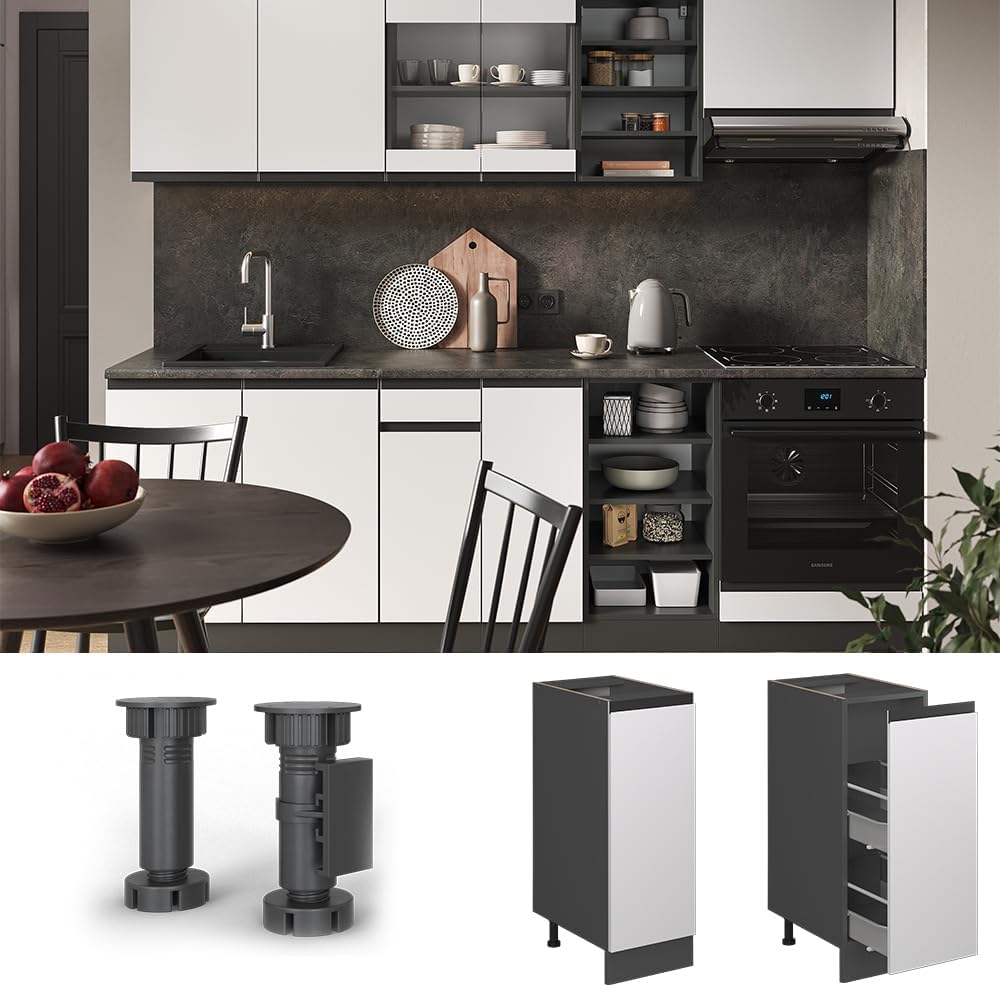 Vicco Apothekerschrank R-Line, Weiss/Anthrazit, 30 cm J-Shape, ohne Arbeitsplatte Weiss Apothekerunt