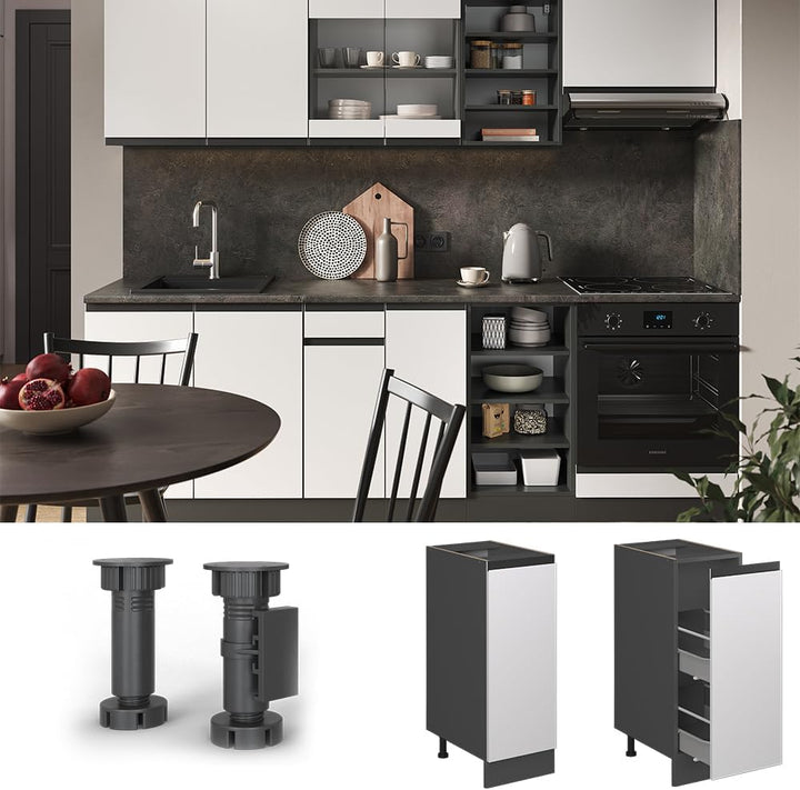 Vicco Apothekerschrank R-Line, Weiss/Anthrazit, 30 cm J-Shape, ohne Arbeitsplatte Weiss Apothekerunt