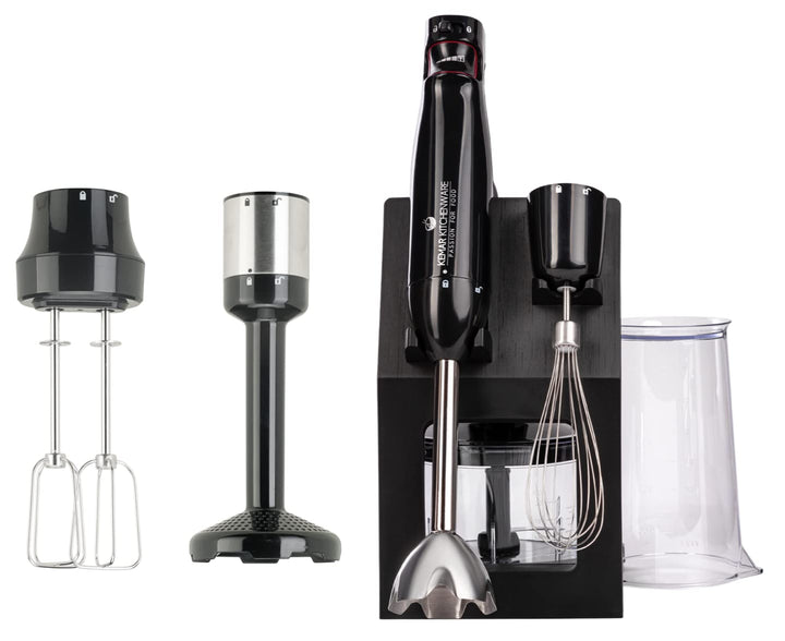 KeMar Stabmixer (1.000 Watt, Schwarz) Titan Klinge & Aufbewahrungsständer, Handstabmixer, Pürierstab