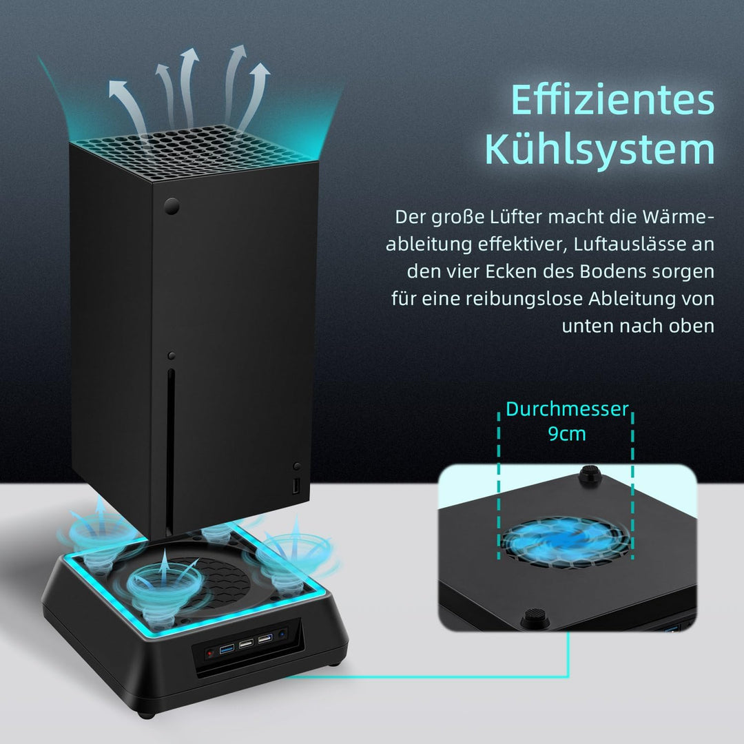 Mcbazel Xbox Serie X Lüfter Xbox Series x ständer mit RGB-Licht/Einstellbare Kühlfunktion/LED-Anzeig