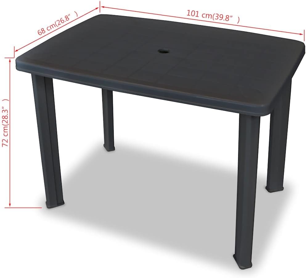 vidaXL Gartentisch Kunststoff Balkontisch Esstisch Campingtisch Terrasse Tisch 101 x 68 x 72 cm Anth