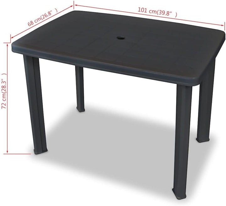 vidaXL Gartentisch Kunststoff Balkontisch Esstisch Campingtisch Terrasse Tisch 101 x 68 x 72 cm Anth