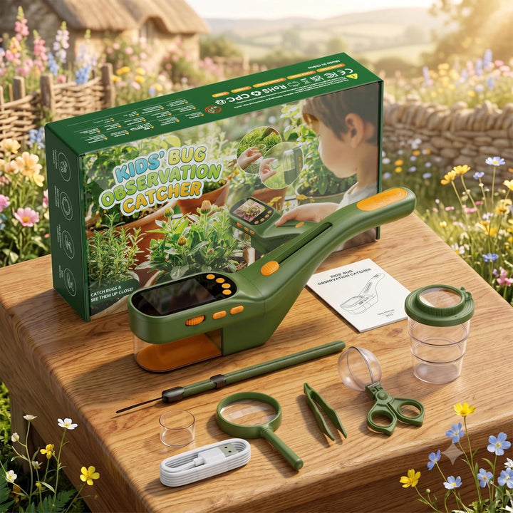 3-in-1 Insektenfänger für Kinder, Mikroskop für Kinder mit 2,4-Zoll-IPS-Display, 500X Vergrösserung