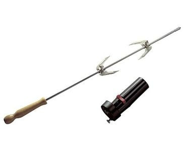 Spiessmotor mit Spiess, Batteriebetrieb, nur für Holzkohlegrill, Länge 60 cm - Grillspiess Drehspies