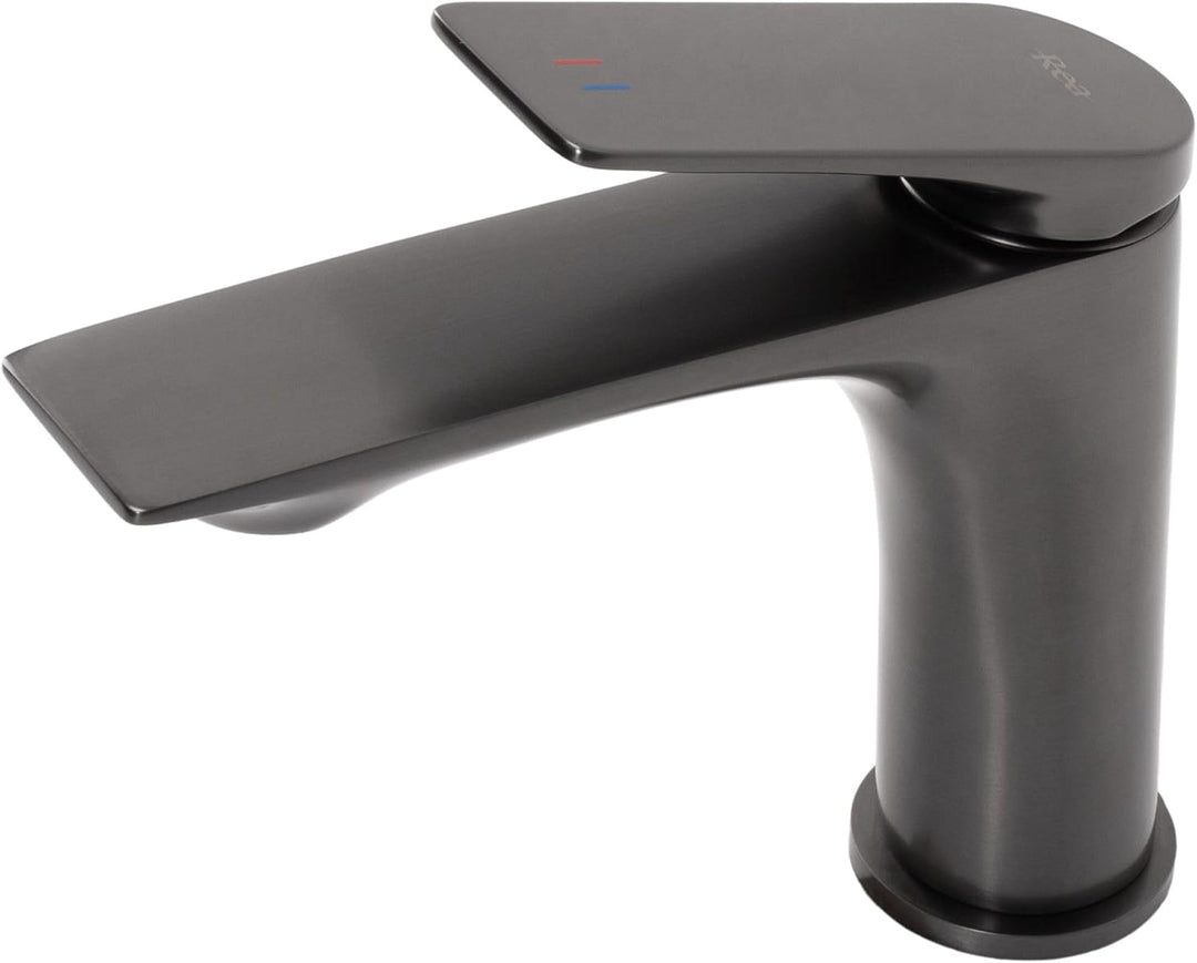Rea Waschtischarmatur AVALON titanium Low Wasserhahn Bad Badarmatur aus Messing Armatur für Waschbec