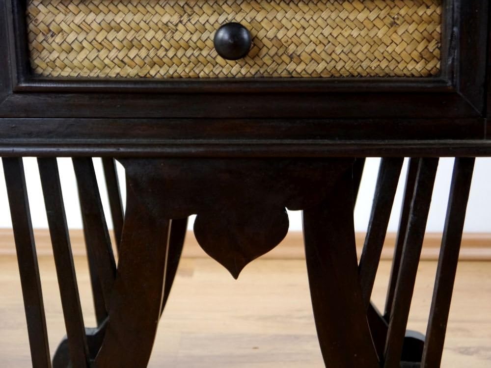 livasia Rattanschränkchen geschwungene Beine, Asiatischer Nachtschrank der Marke Asia Wohnstudio, Be