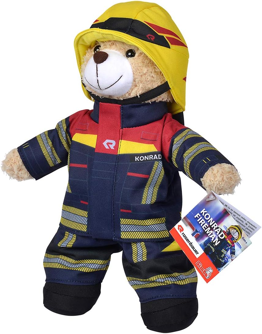 Simba 108101001 - Feuerwehr Plüschbär Rosenbauer, kuschelweich, 30cm, im Feuerwehranzug, für Kinder