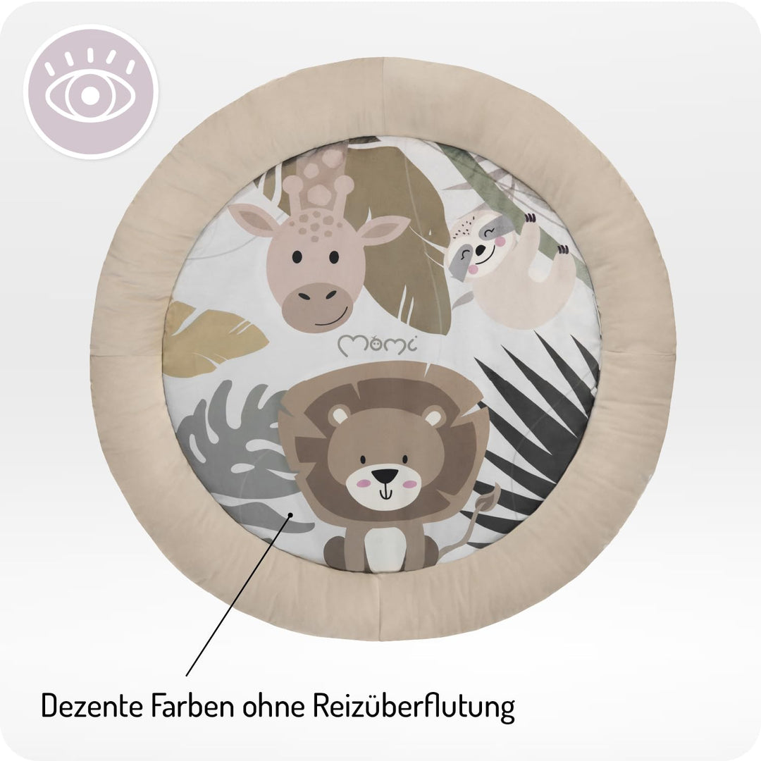 MoMi LUANI Spielset – Spielbogen mit Krabbeldecke, Ø 72 cm innen, mit 10 cm Umrandung, 6 Spielzeuge