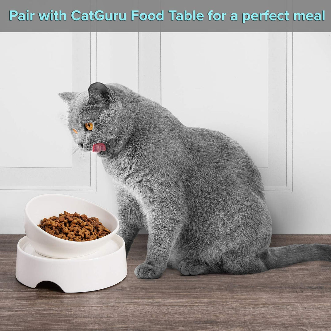 CatGuru Ceramic Cat Food Bowl High-Low Weiss, High-Low Weiss