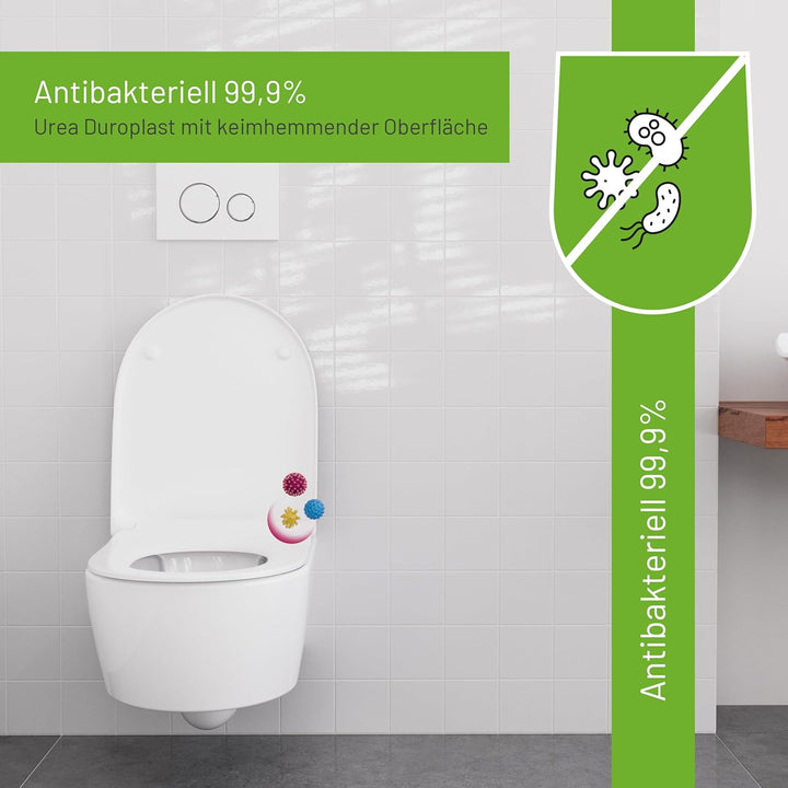 LUVETT® WC-Sitz D450 D-Form Weiss mit Absenkautomatik SoftClose, EasyClean (abnehmbar), Duroplast, e