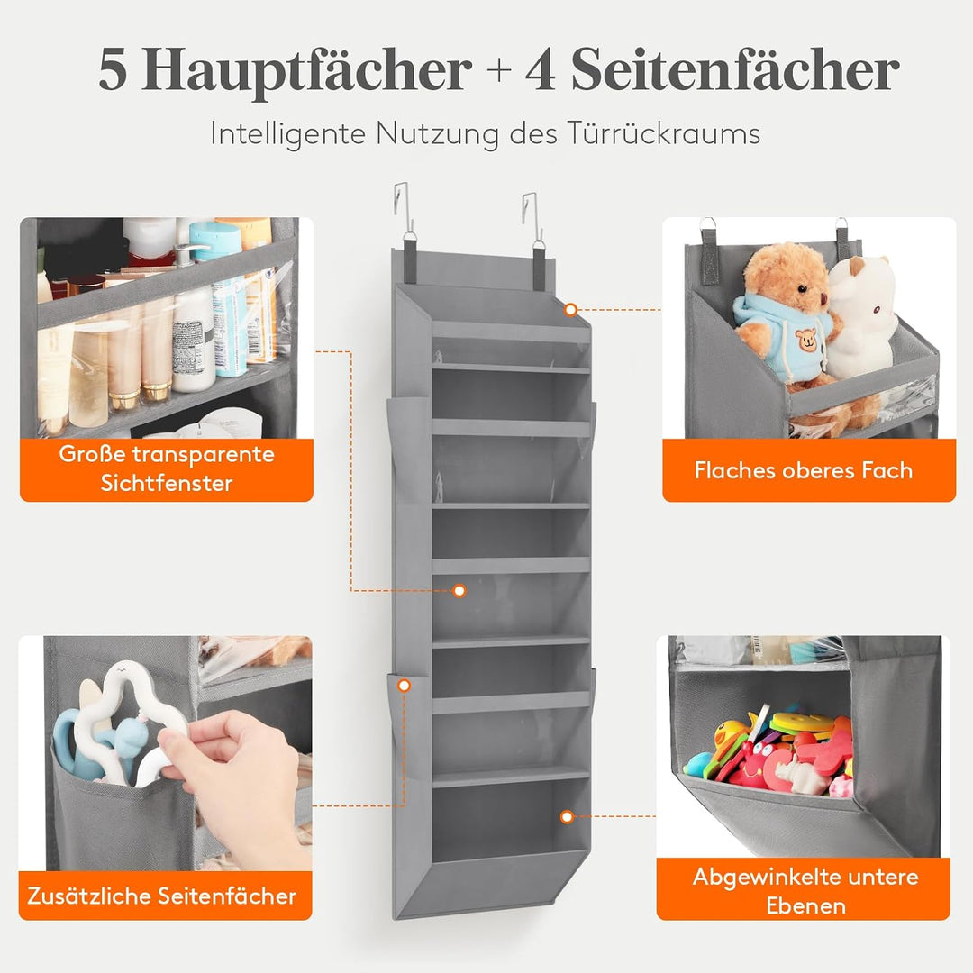 Lifewit Türorganizer Hängeorganizer, 5 Regal klar Fenster hängende Lagerung mit 4 Mesh Seitentaschen