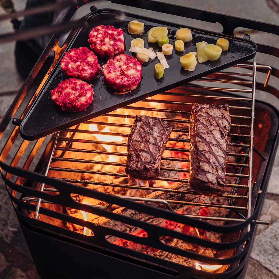 höfats - CUBE Grillrost - verwandelt CUBE Feuerkorb in einen Grill - höhenverstellbar zur Regulierun