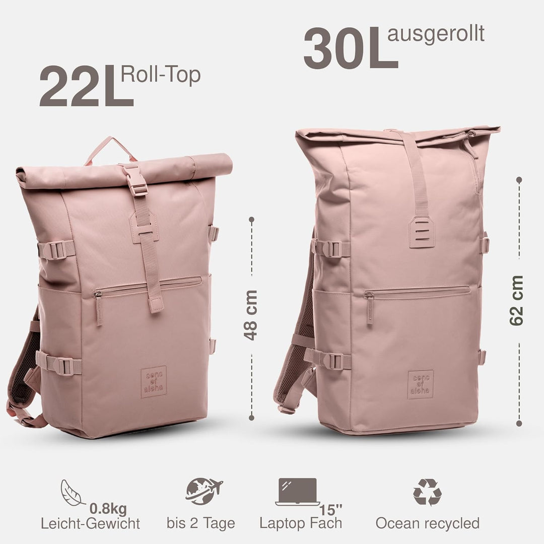 SONS OF ALOHA Rucksack KANE Roll-Top Kurierrucksack XL gross - PET recycelt, wasserabweisend - Wande