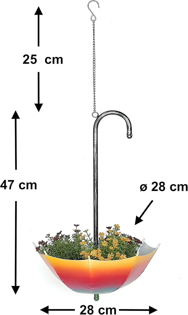 DanDiBo Blumenampel Metall Hängeampel mit Topf Innen Aussen Regenschirm Hängepflanzen 72 cm 96258 L