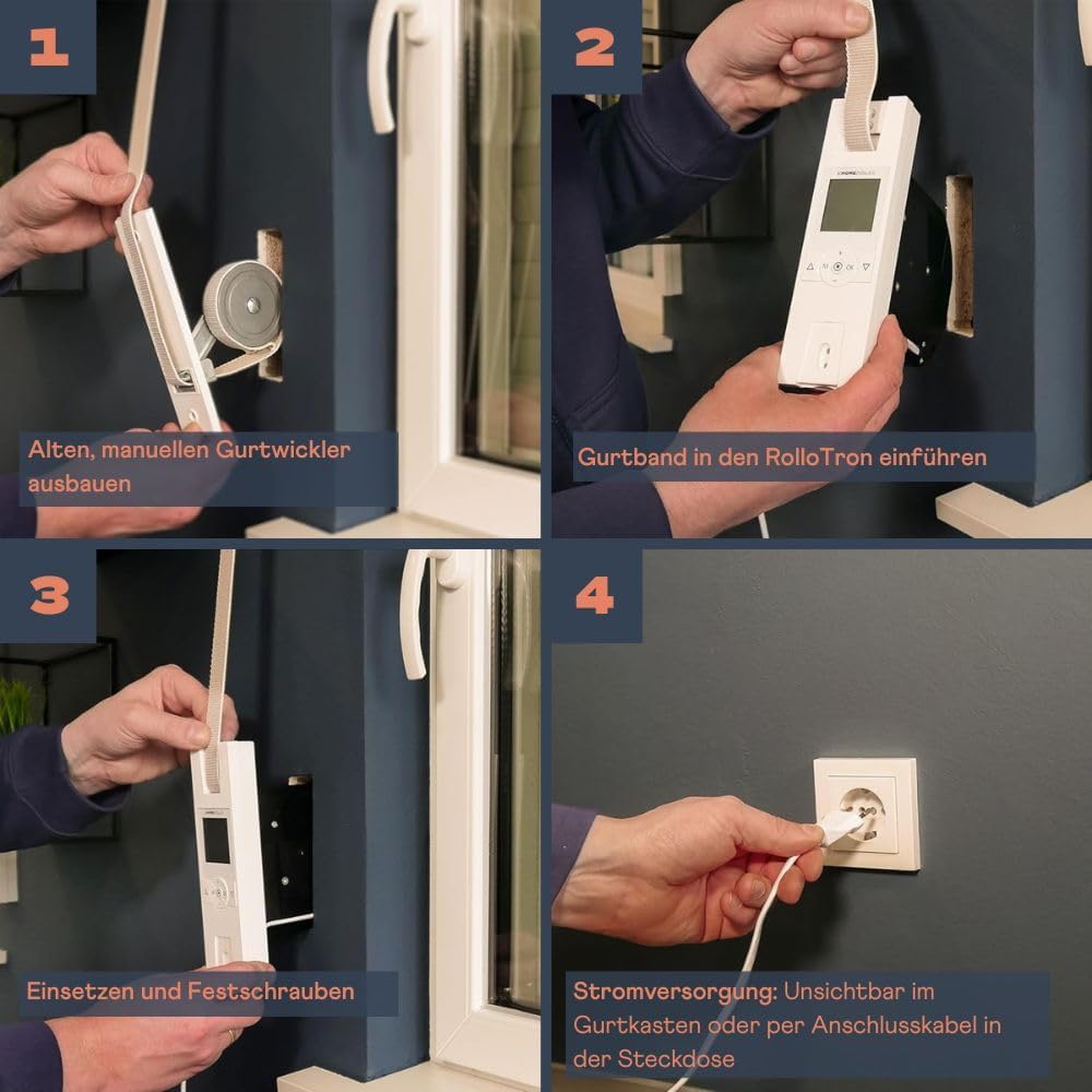 HOMEPILOT - Gurtwickler RolloTron Premium Smart | Elektrischer Gurtwickler mit Display zur bequemen