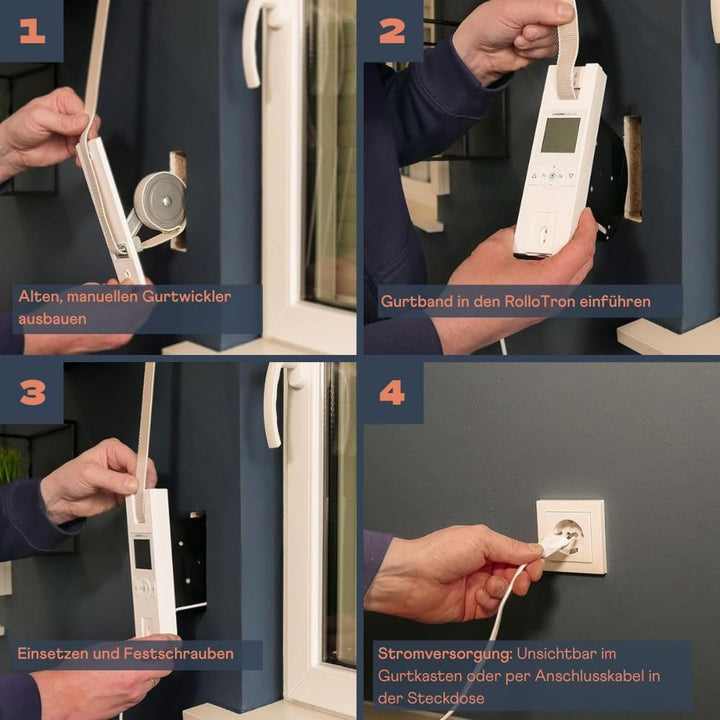 HOMEPILOT - Gurtwickler RolloTron Premium Smart | Elektrischer Gurtwickler mit Display zur bequemen