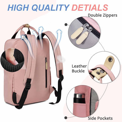 Kasgo Rucksack Damen, Wasserabweisend Schulrucksack Mädchen Teenager 15.6 Zoll Laptop Vintage Rucksa