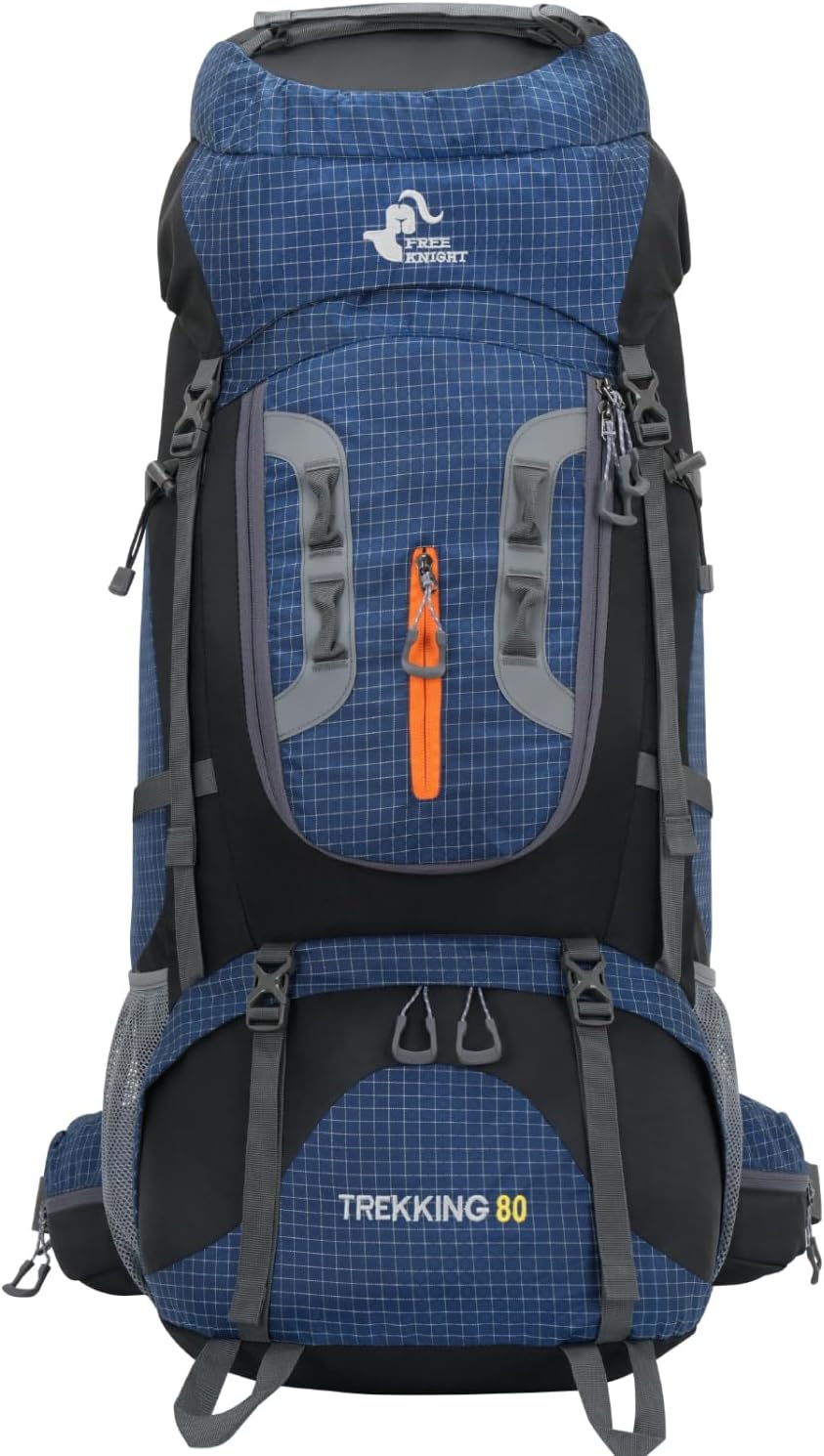 Bseash 80L Wasserdichter Wanderrucksack mit Regenschutz, leichter Outdoor-Sport, Reisen, Tagesrucksa