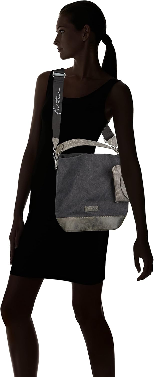 Fritzi aus Preussen Damen Izzy07 Canvas Hobo-Tasche Schwarz, Schwarz