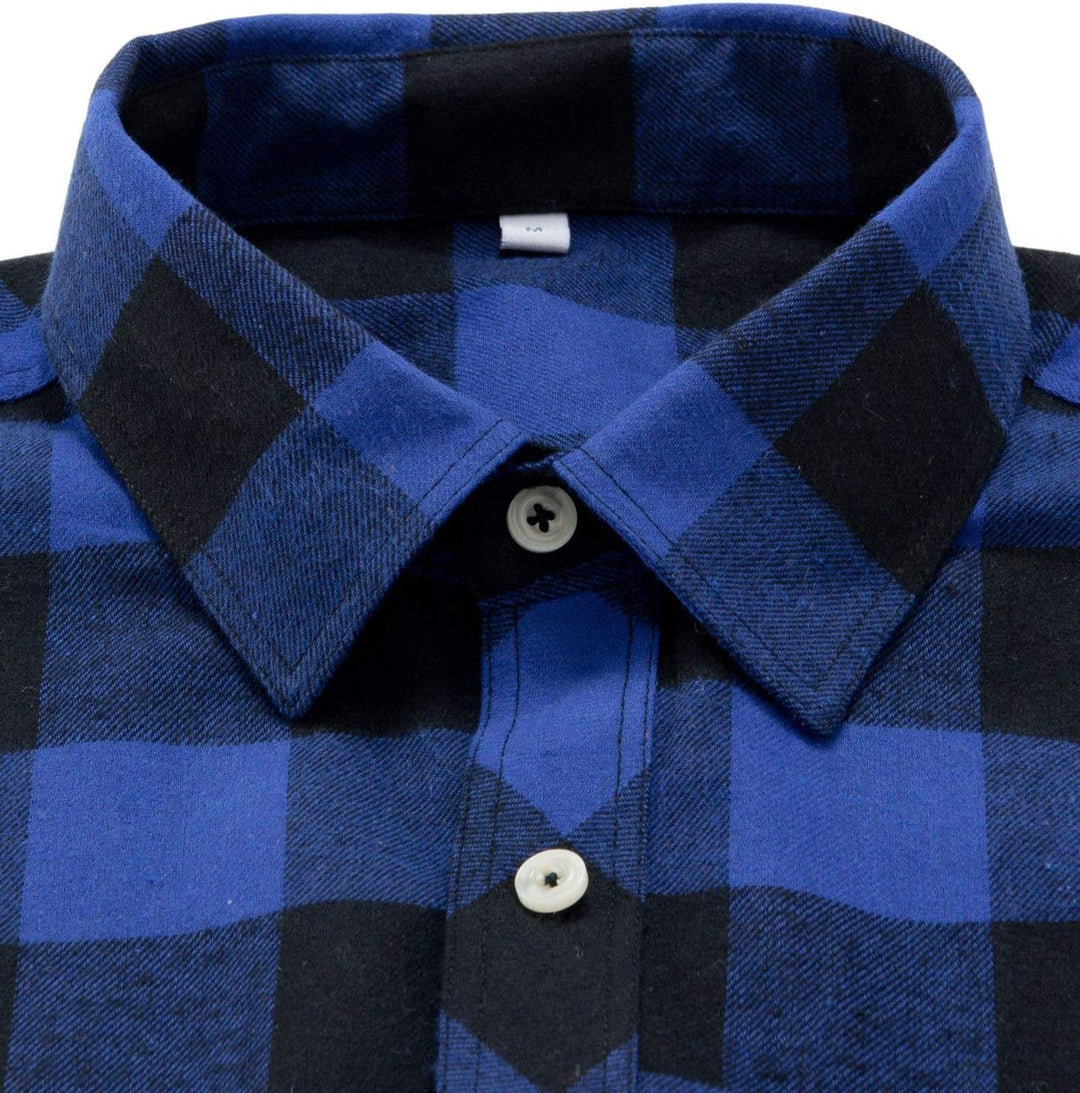 J.VER Herren Hemd Kariertes Flanellhemden Regular Fit Baumwollhemd Outdoor Freizeit Langarmhemd Holz