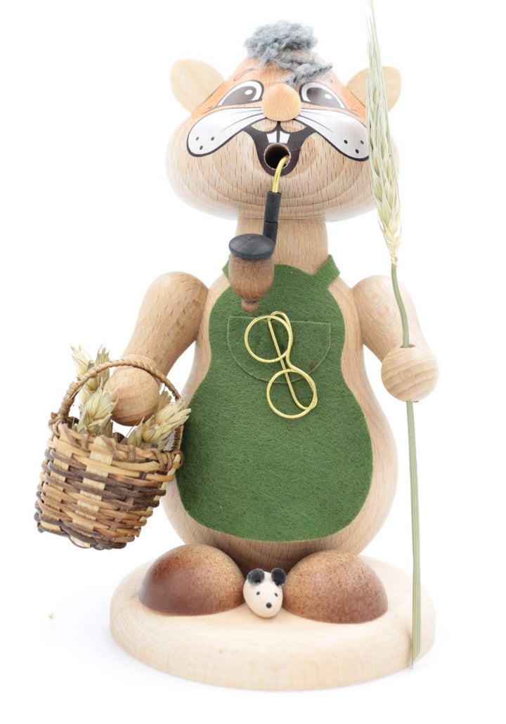 Kuhnert - Erzgebirgische Holzkunst Räuchermann Räucherfigur Hamster 18cm - Urhamster Mann, Urhamster