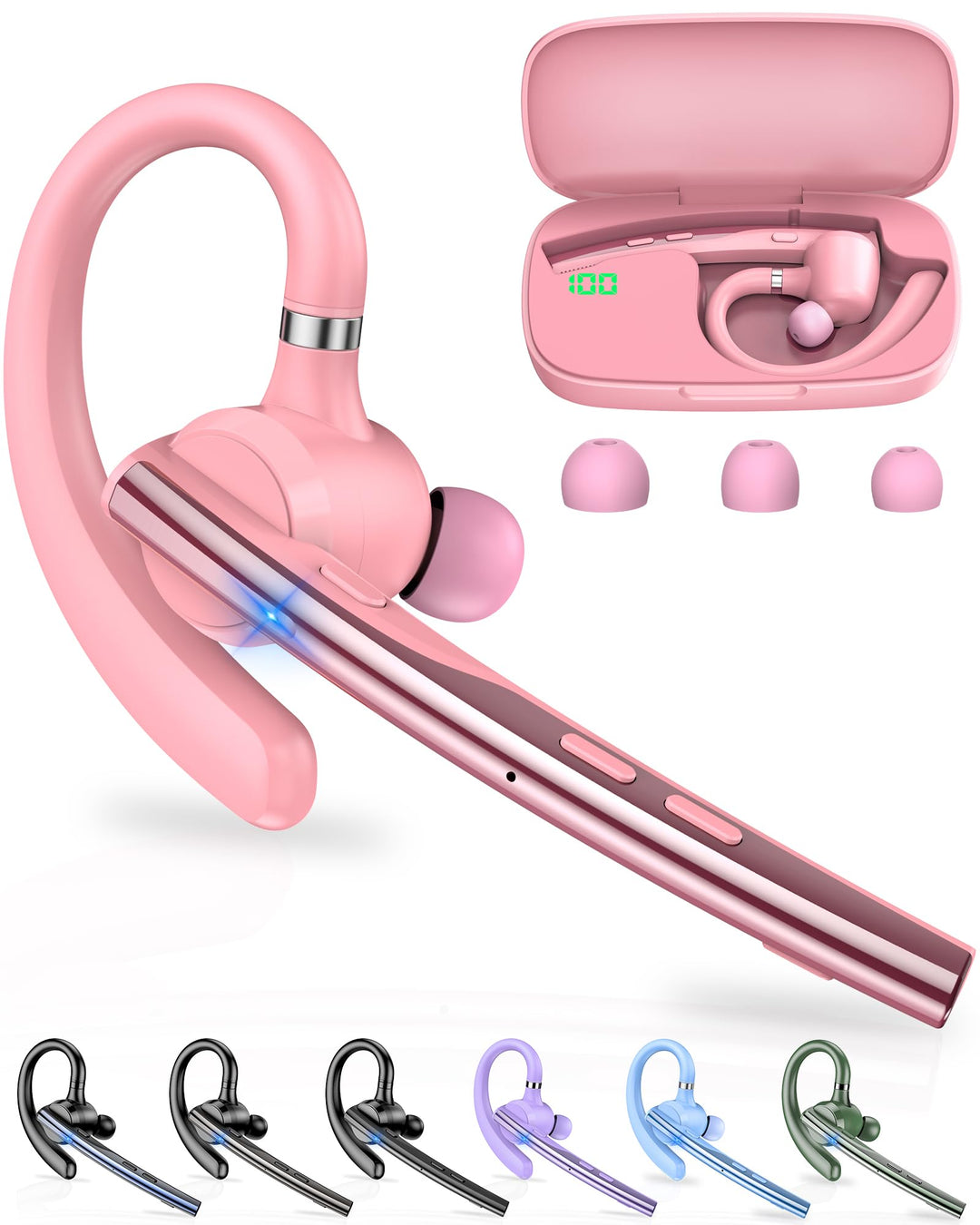 New Bee Bluetooth Headset mit 72h Spielzeit Bluetooth V5.1 Freisprech Headset Handy mit LED Ladecase