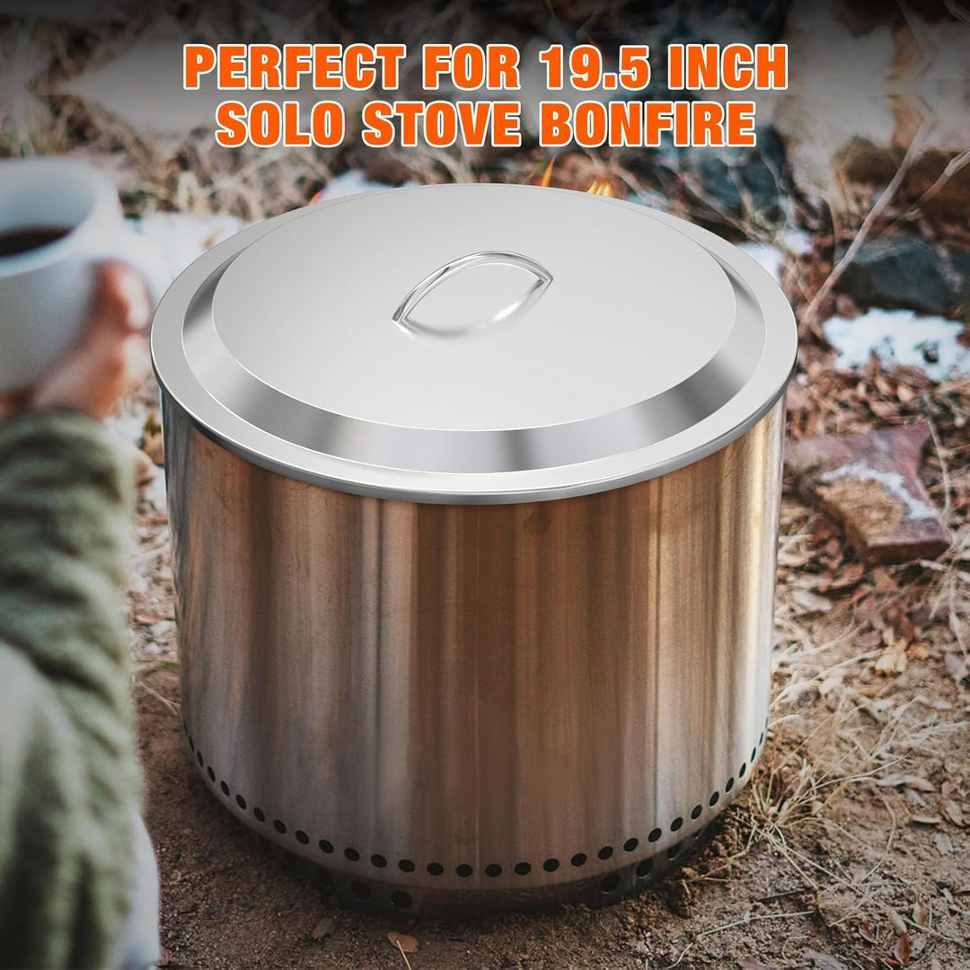 onlyfire Feuerschale Deckel mit Griffe für Solo Stove Bonfire 19,5" Feuerstellen, Ø50cm Feuerkorb Fe
