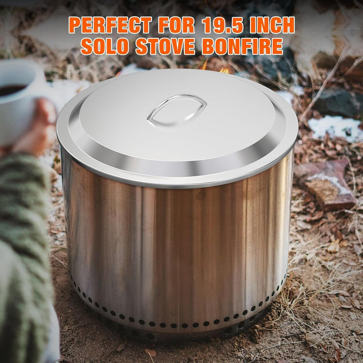 onlyfire Feuerschale Deckel mit Griffe für Solo Stove Bonfire 19,5" Feuerstellen, Ø50cm Feuerkorb Fe