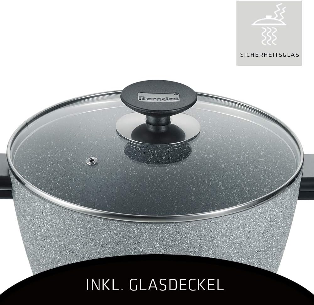 Berndes Topf 20cm- Alu Induktion Special Edition - Kochtopf mit Glasdeckel für alle Herdarten, antih