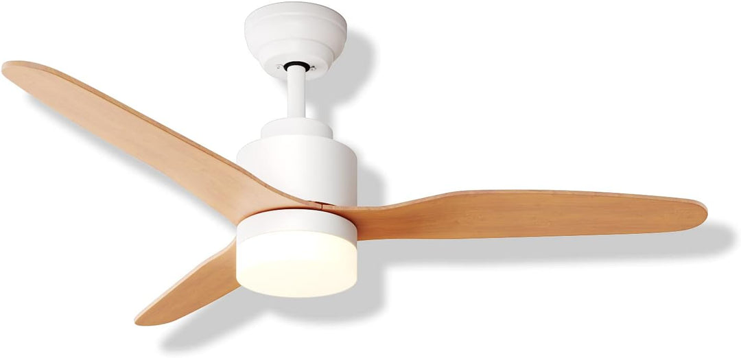 SONNI Deckenventilator mit Beleuchtung und Fernbedienung Leise in 3 Farbtemperatur 119cm Weiss und H