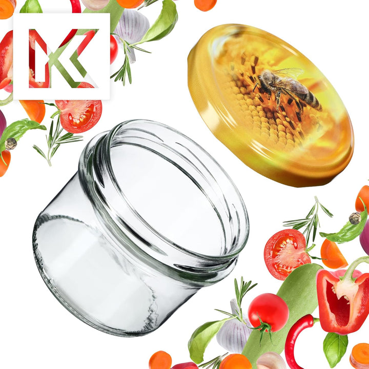KADAX 20er Set Marmeladengläser 235ml TO82 Biene, Einmachgläser Vorratsgläser Mason Jar mit Schraubd