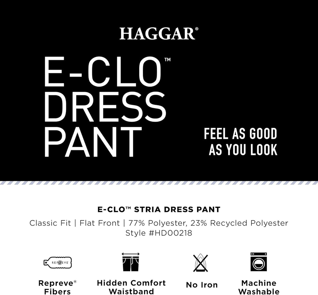 Haggar Men's E-CLO Repreve Stria Flat Front Dress Pant 34W / 29L Grau, 34W / 29L Grau