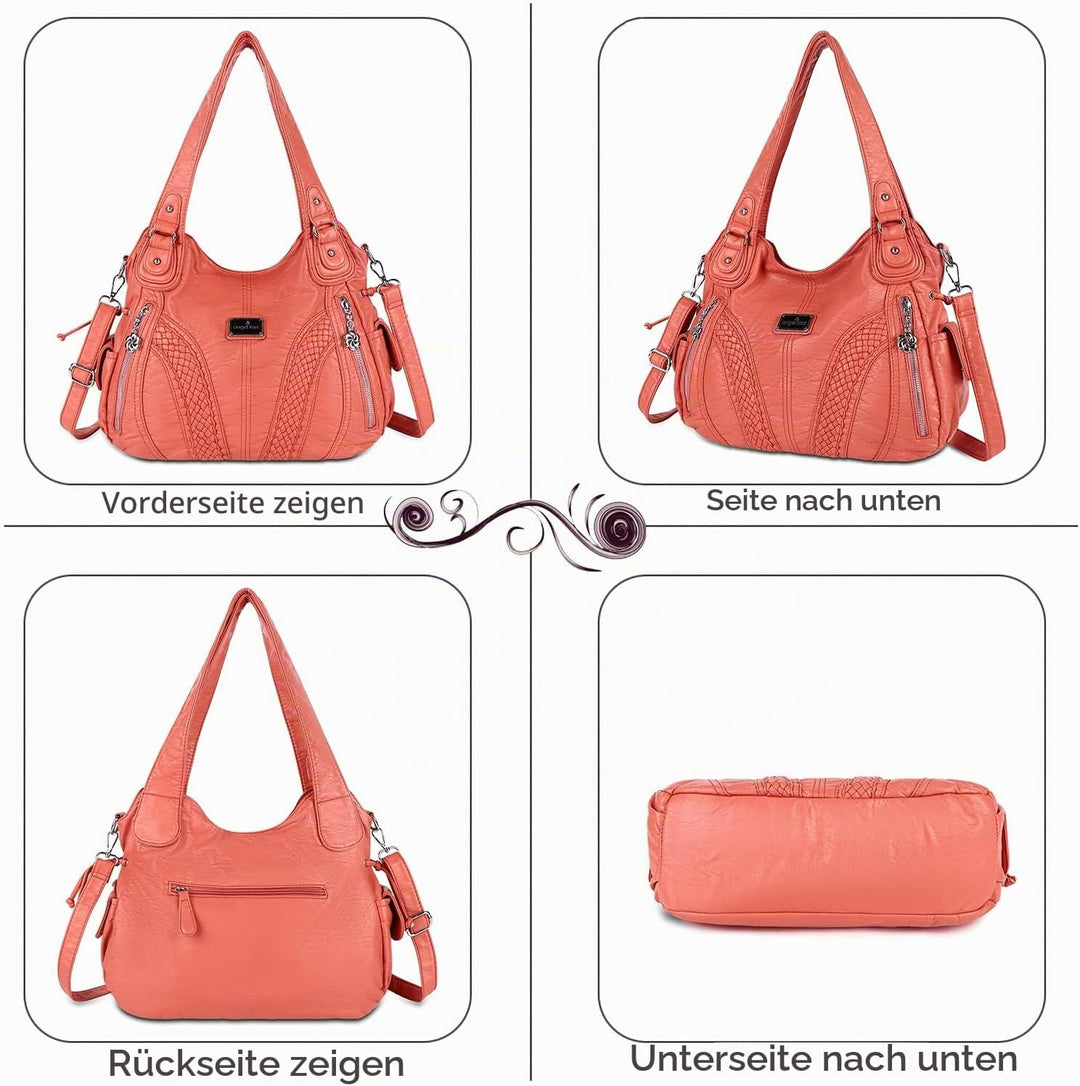 angel kiss Handtasche Damen Schultertasche Multifunktionale Umhängetaschen Wasserdicht PU Veganes Le