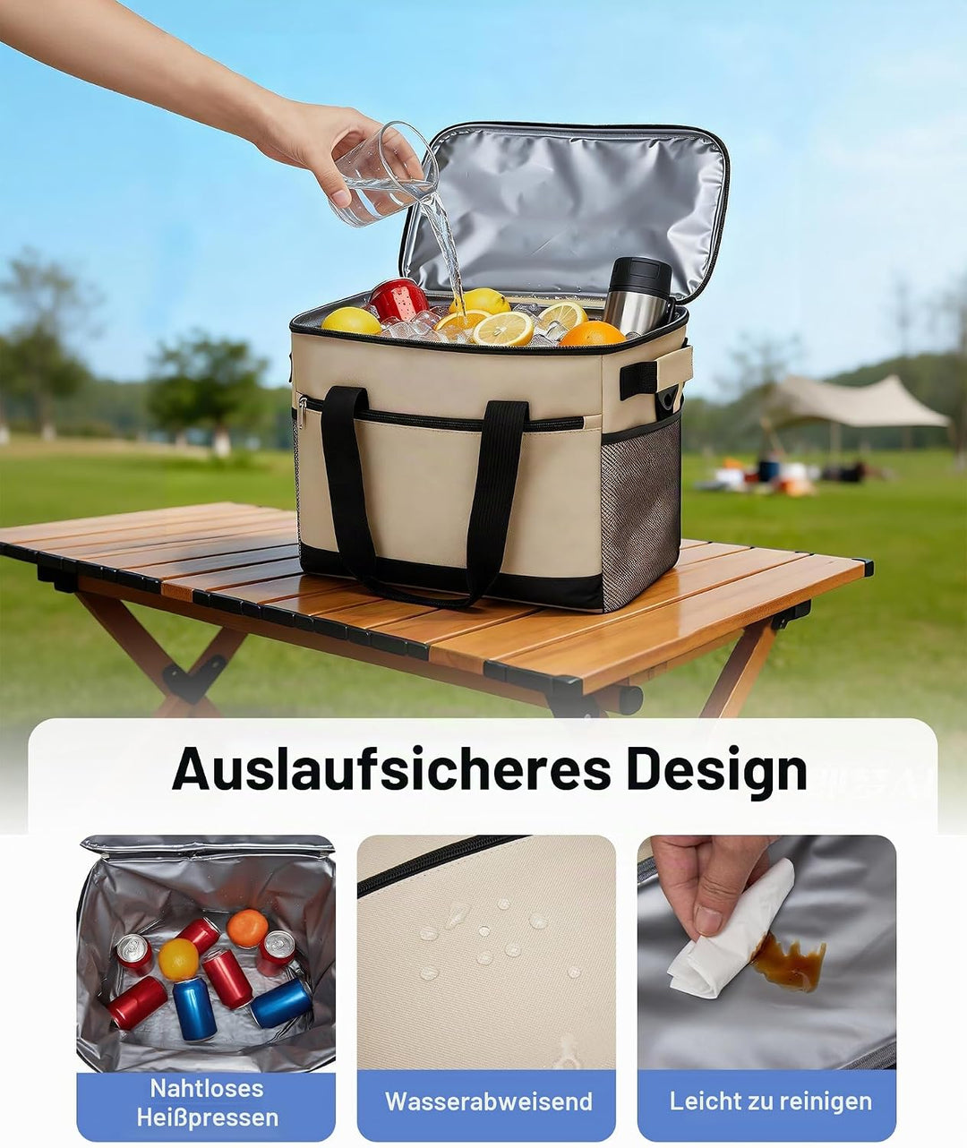 KONO Kühltasche 20L, Grosse Isolierte Lunchtasche Faltbar, Tragbare Thermotasche mit Verstellbarem S