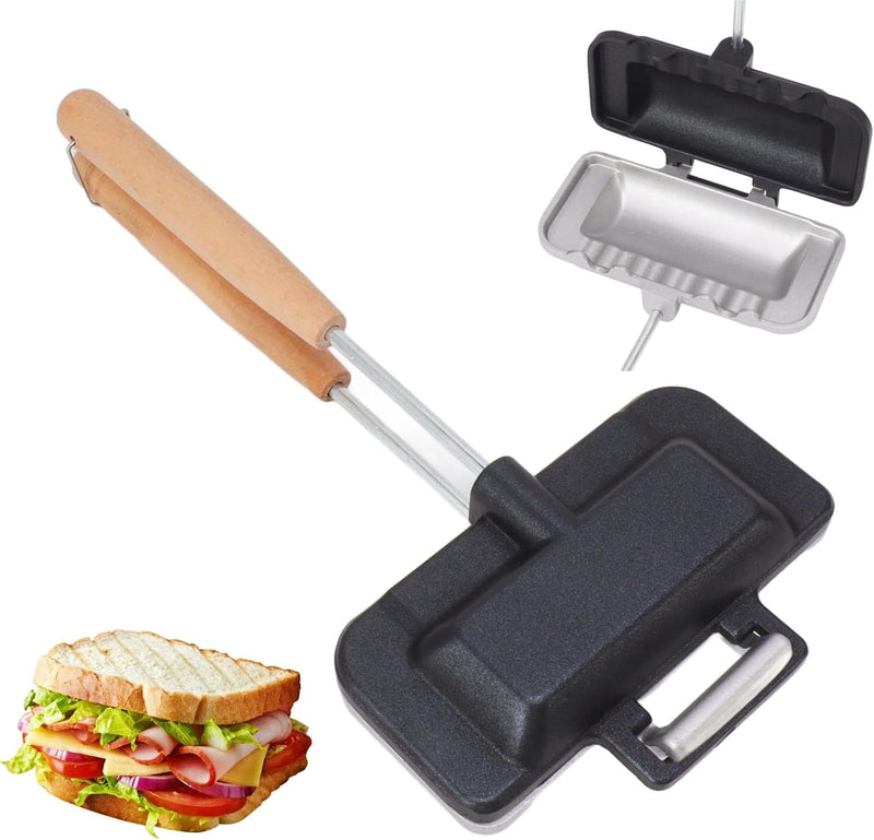 Topyond Sandwichmaker,Sandwichtoaster,Doppelseitige Sandwicheisen,Toastpfanne mit Hitzebeständigem,R