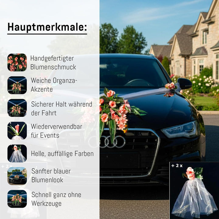Spitze STRAUss Auto Schmuck Braut Paar Rose Deko Dekoration Autoschmuck Hochzeit Car Auto Wedding De