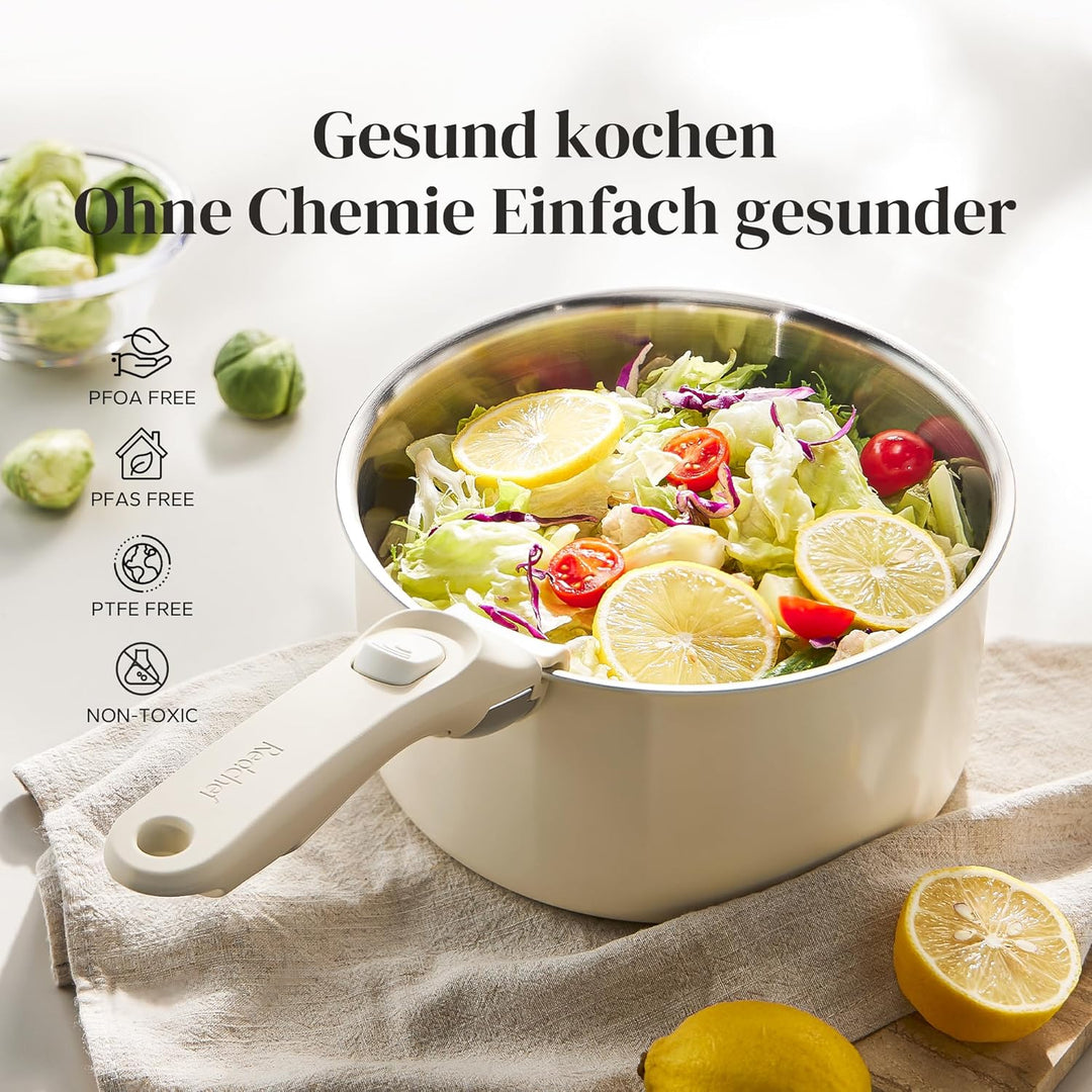 Redchef Edelstahl Topfset Induktion mit Abnehmbaren Griffen, Kochtopfset unbeschichtet 16/18/20cm un