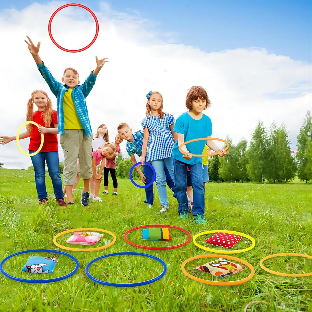 24 Stück Kunststoff Toss Ringe für Ring Toss Spiel, Drinnen draussen Kinder Target Übungsspiele, Kar