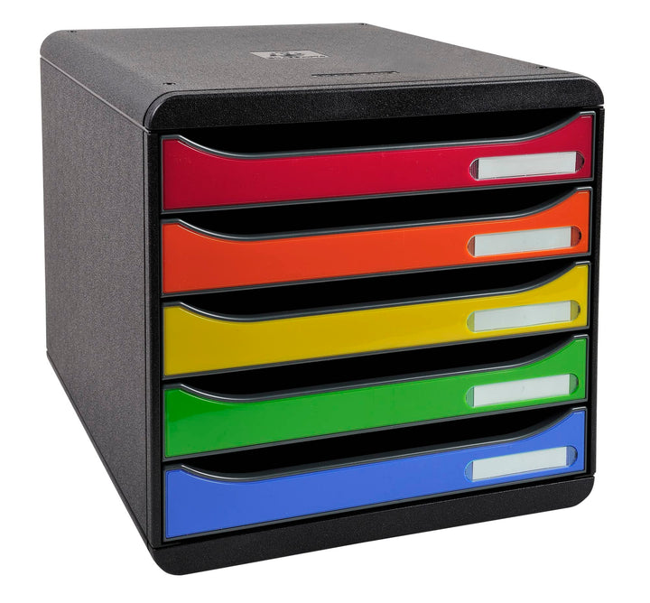 Exacompta 3097298D Premium Ablagebox mit 5 Schubladen für DIN A4+ Dokumente. Stapelbare Schubladenbo