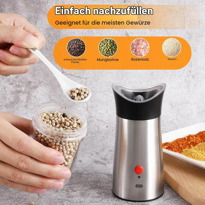 Salz und Pfeffermühle Elektrische 2er Set USB Aufladung Schwerkraft Automatische Gewürzmühle Verstel