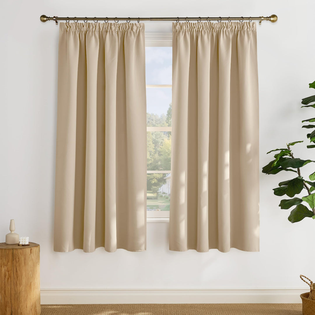 PONY DANCE Gardinen mit Kräuselband 2er Set Verdunklungsgardine für Schienen H 175 x B 140 cm Vorhan