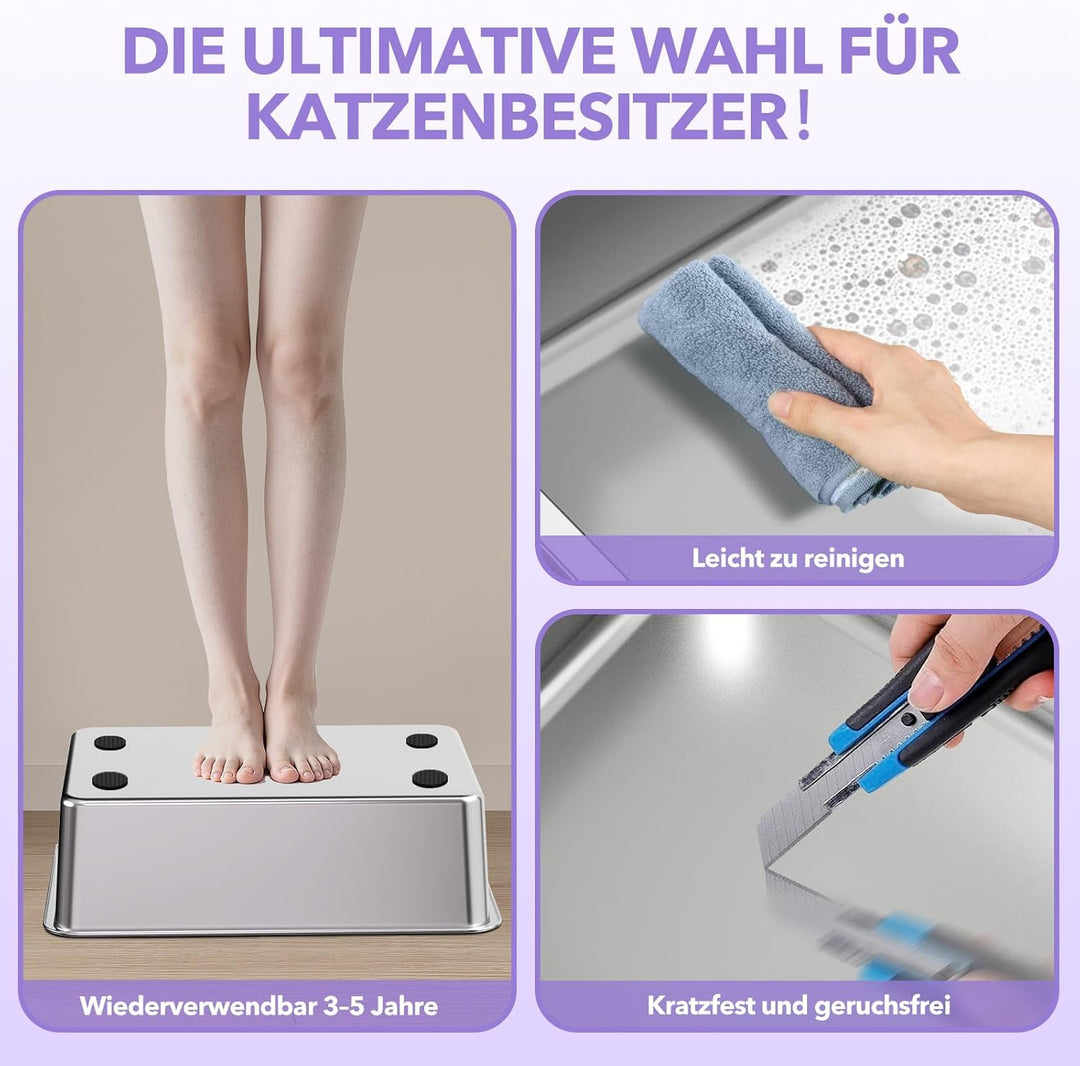 XXXL Edelstahl Katzenklo hoher Rand 70 × 50 × 30 cm 90 L offene Katzentoilette Edelstahl für grosses