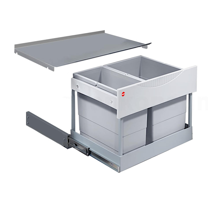 Hailo Abfallsammler 3644801 | 30L Einbau-Mülleimer mit 2-fach Trennung | Raumspar Tandem System für