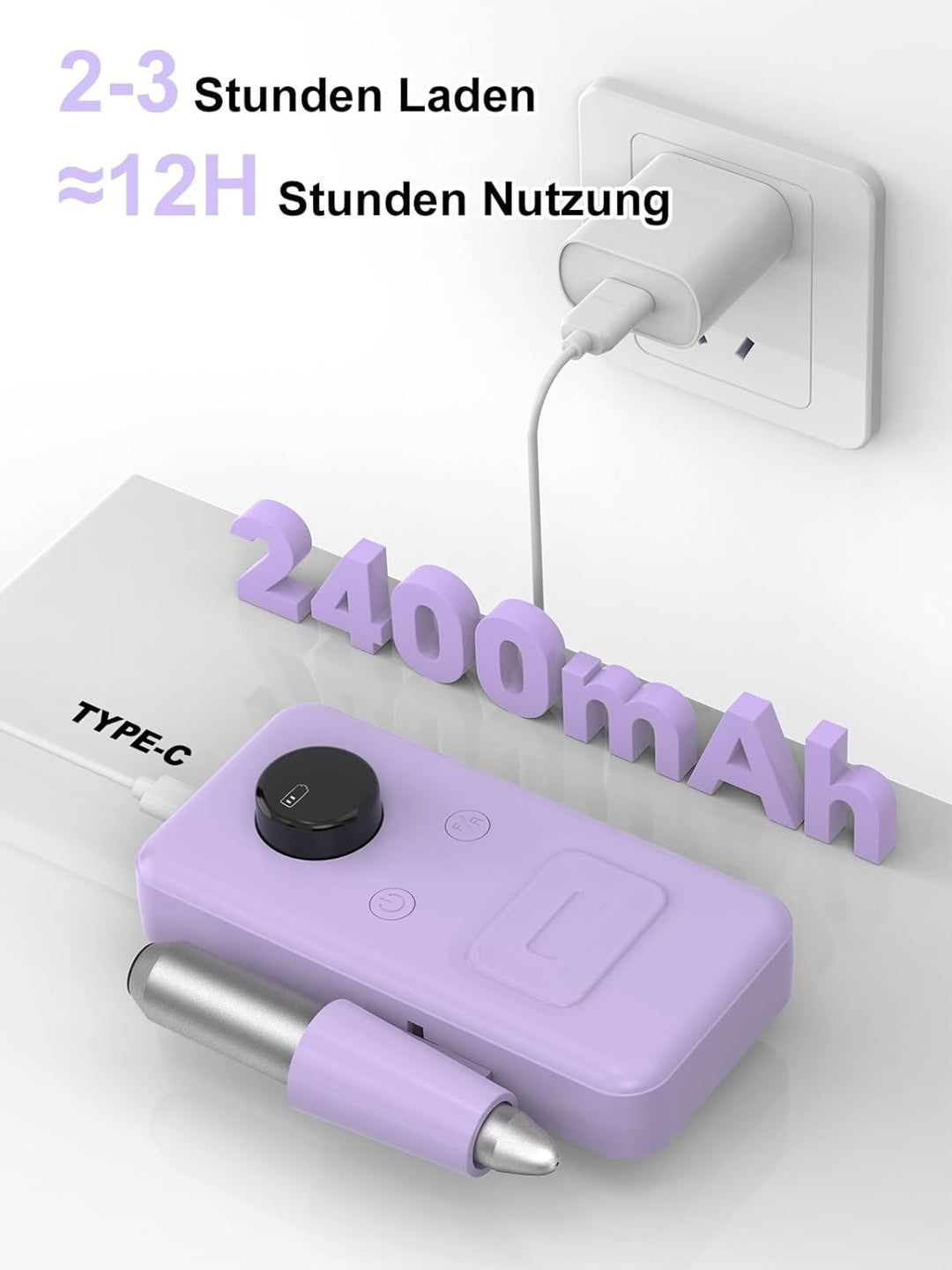 COPPA Nagelfräser, NDK106 Professionell Elektrische Nagelfräser Set mit 12 Bits 31 Schleifbändern, 4