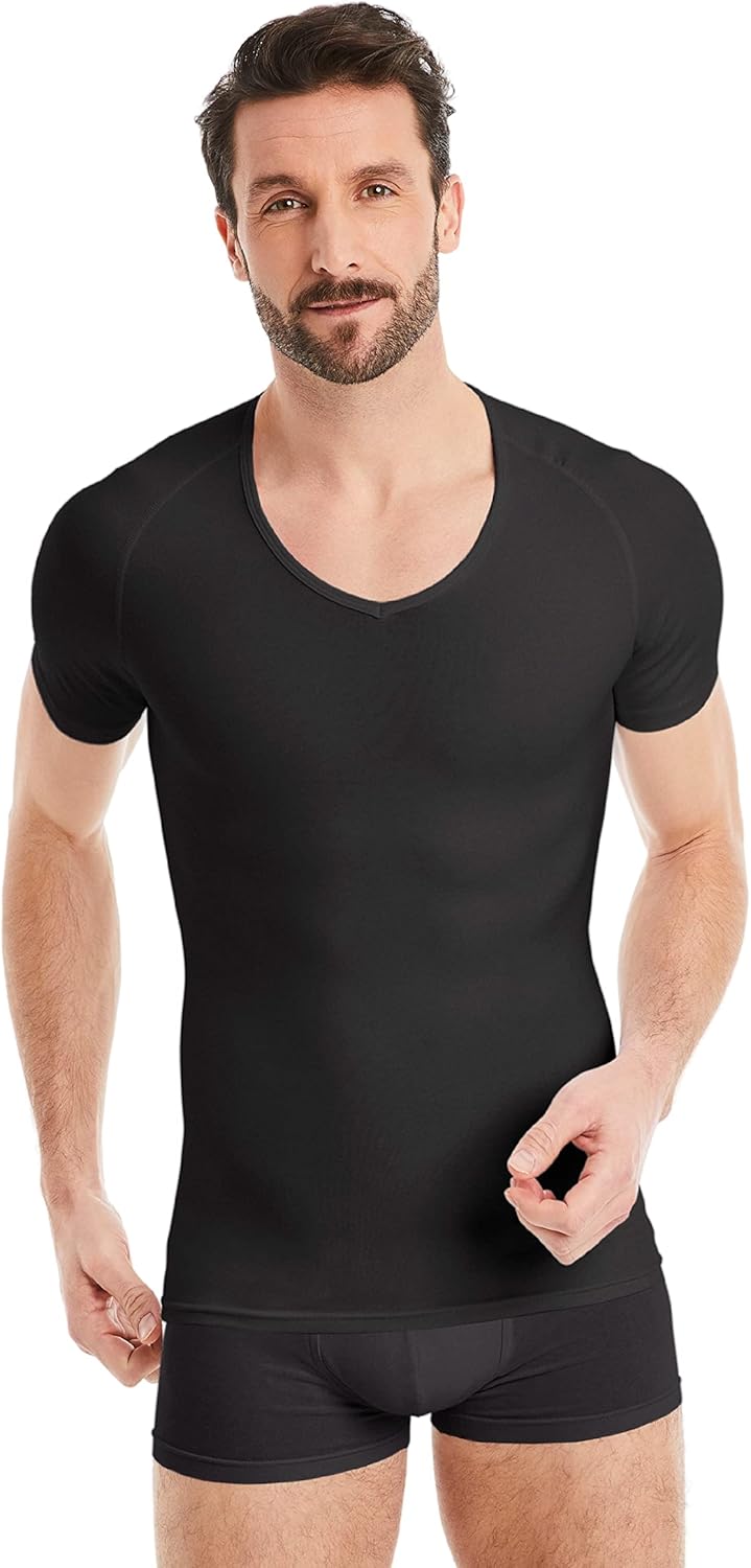 FINN figurformendes Kompressions-Unterhemd Herren - Shapewear Kurzarm Shirt mit Bauch-Weg Effekt - B