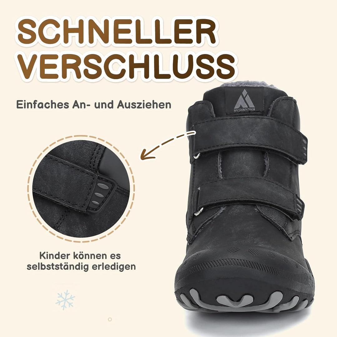 Mishansha Kinder Winterschuhe Gefüttert Winterstiefel für Jungen Mädchen Gr.24-38 29 EU Schwarz, 29