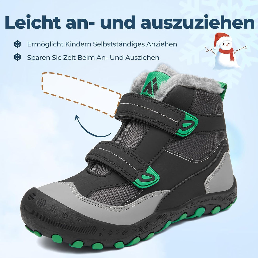 Mishansha Kinder Outdoor Winterschuhe Warm Gefüttert Winterstiefel, Gr.24-38 24 EU Öl Schwarz, 24 EU
